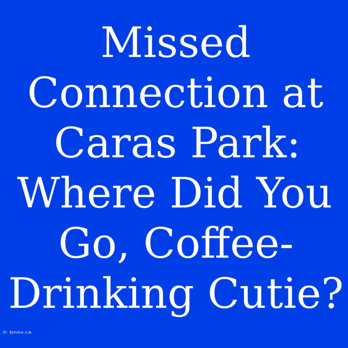 Missed Connection At Caras Park: Where Did You Go, Coffee-Drinking Cutie?