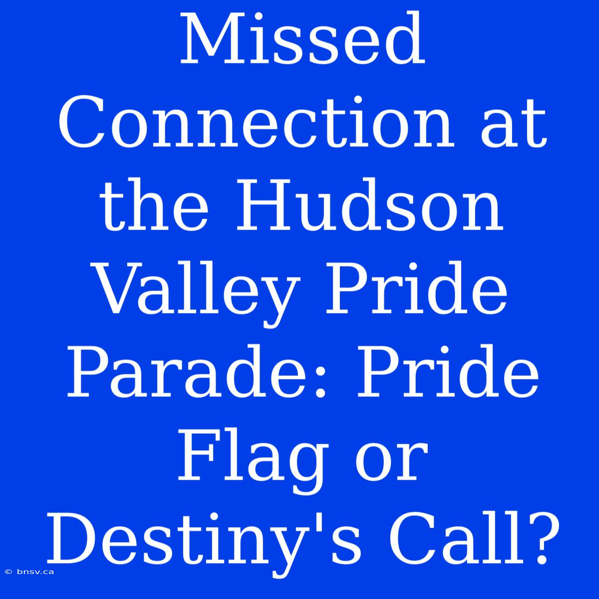 Missed Connection At The Hudson Valley Pride Parade: Pride Flag Or Destiny's Call?