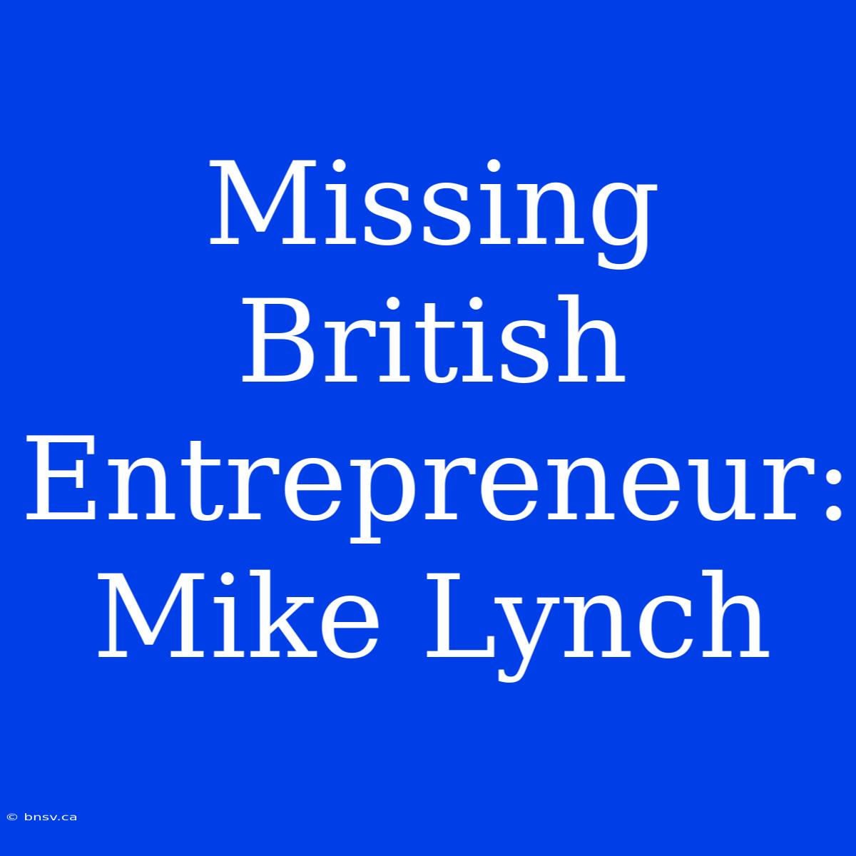 Missing British Entrepreneur: Mike Lynch