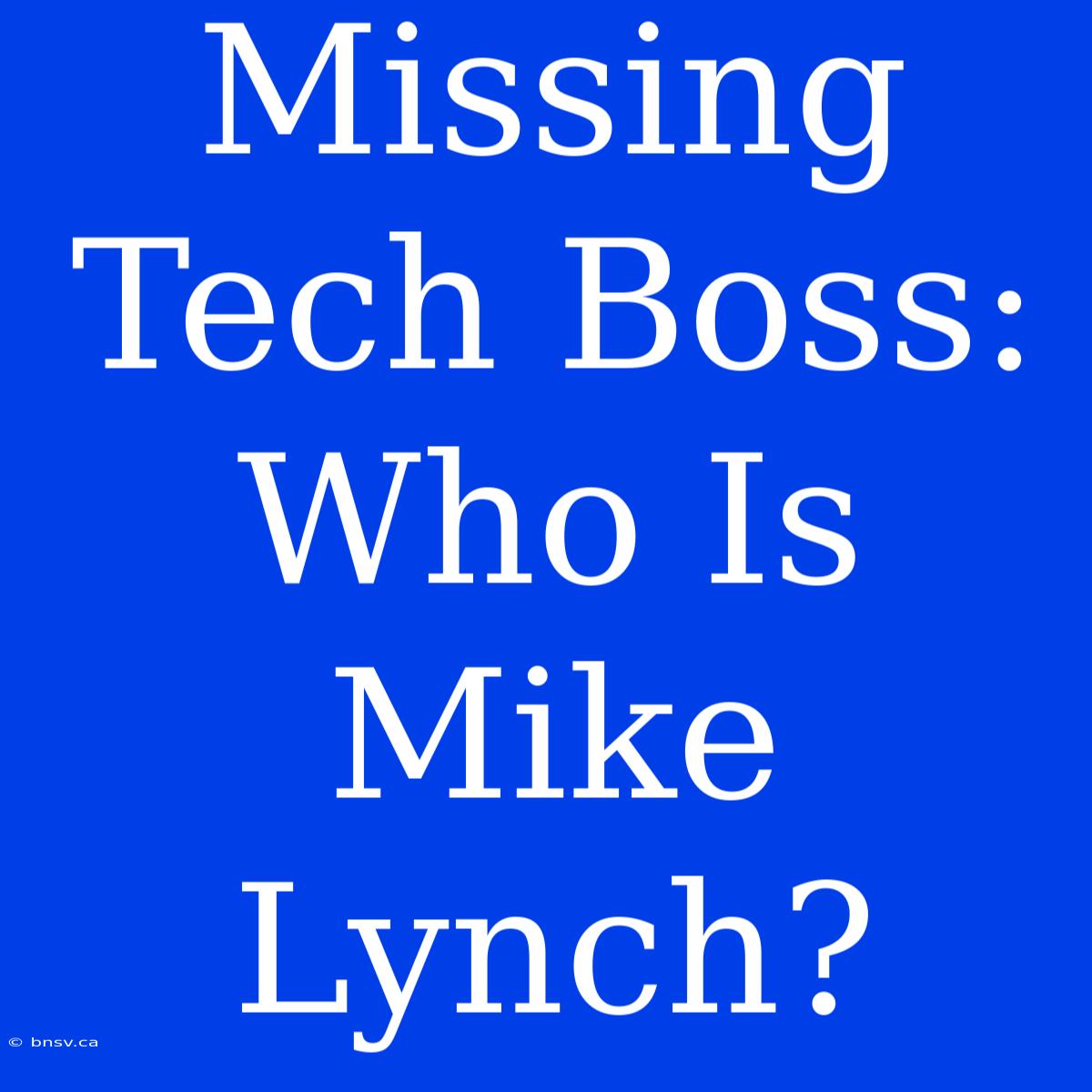 Missing Tech Boss: Who Is Mike Lynch?