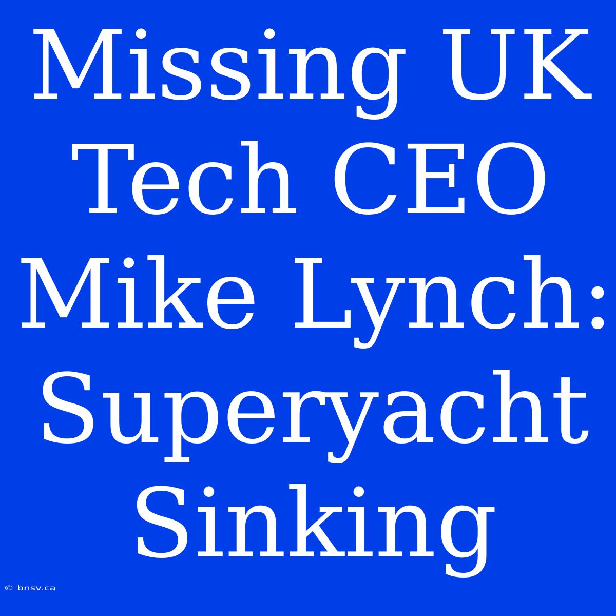 Missing UK Tech CEO Mike Lynch: Superyacht Sinking