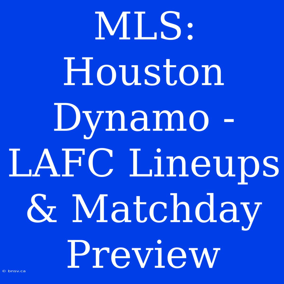 MLS: Houston Dynamo - LAFC Lineups & Matchday Preview