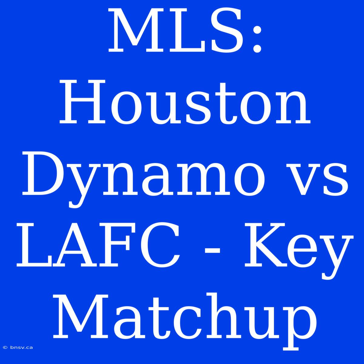 MLS: Houston Dynamo Vs LAFC - Key Matchup