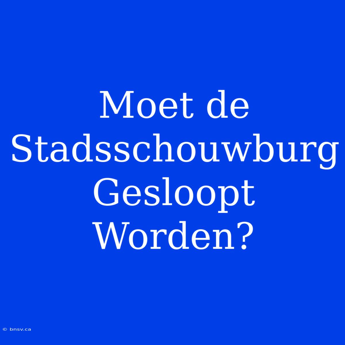 Moet De Stadsschouwburg Gesloopt Worden?