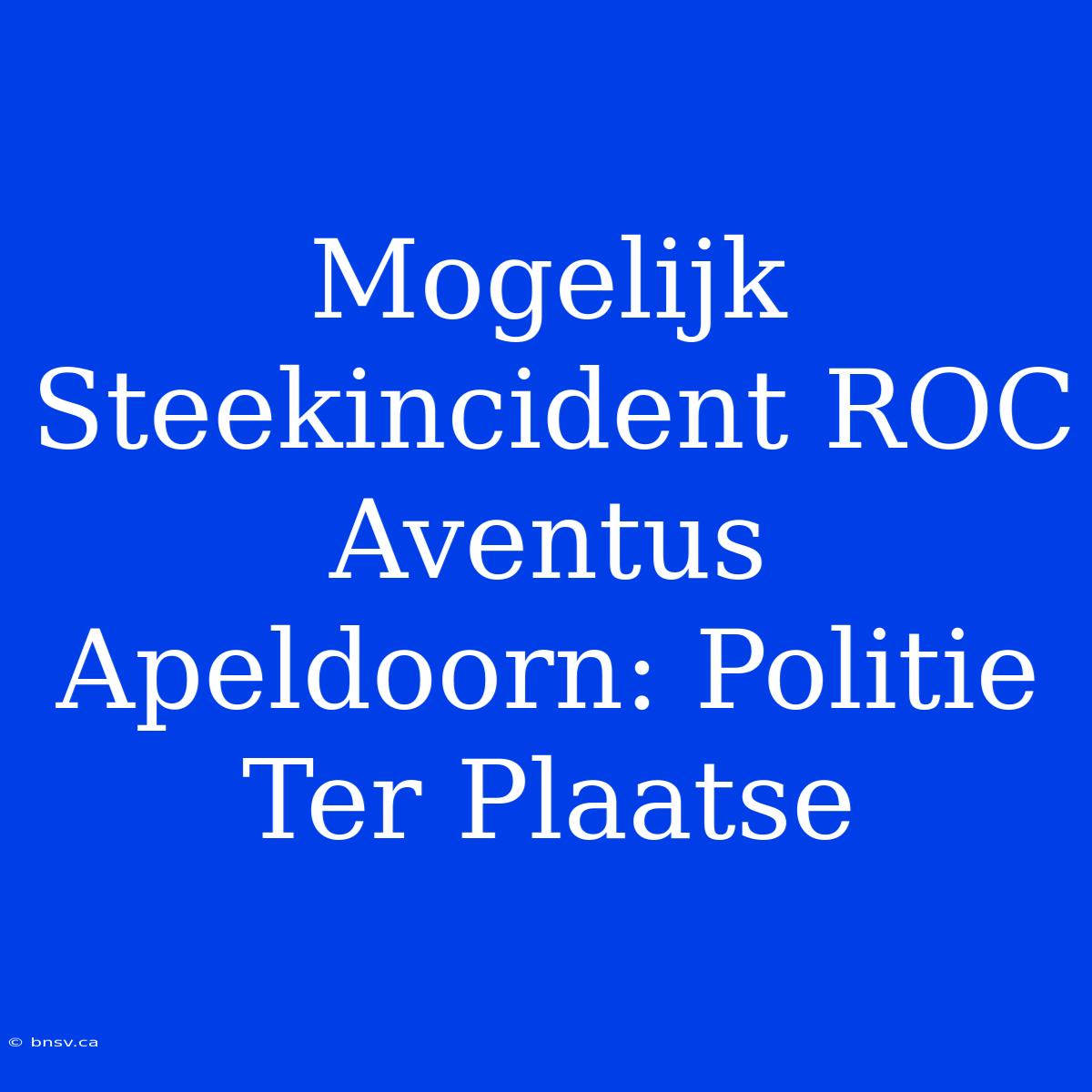 Mogelijk Steekincident ROC Aventus Apeldoorn: Politie Ter Plaatse