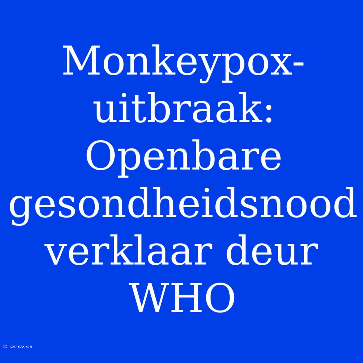 Monkeypox-uitbraak: Openbare Gesondheidsnood Verklaar Deur WHO