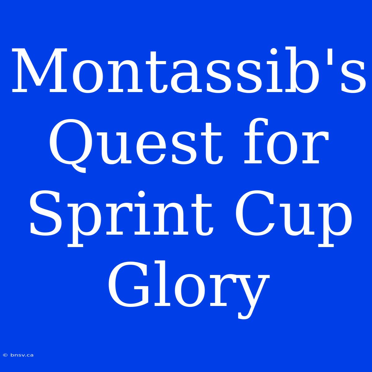 Montassib's Quest For Sprint Cup Glory