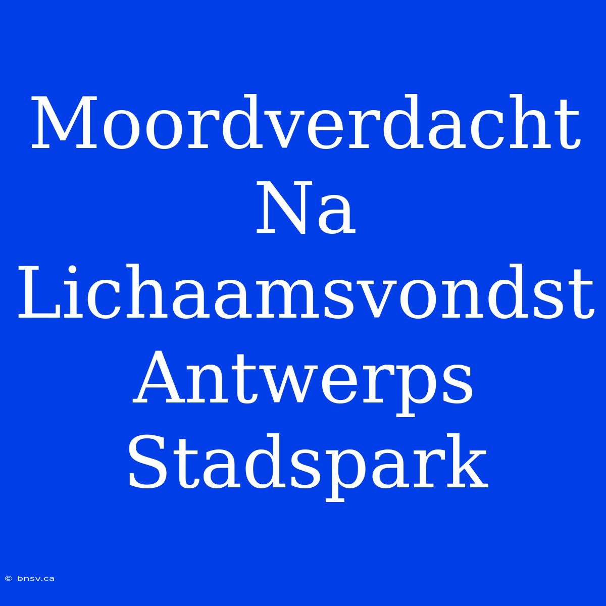 Moordverdacht Na Lichaamsvondst Antwerps Stadspark