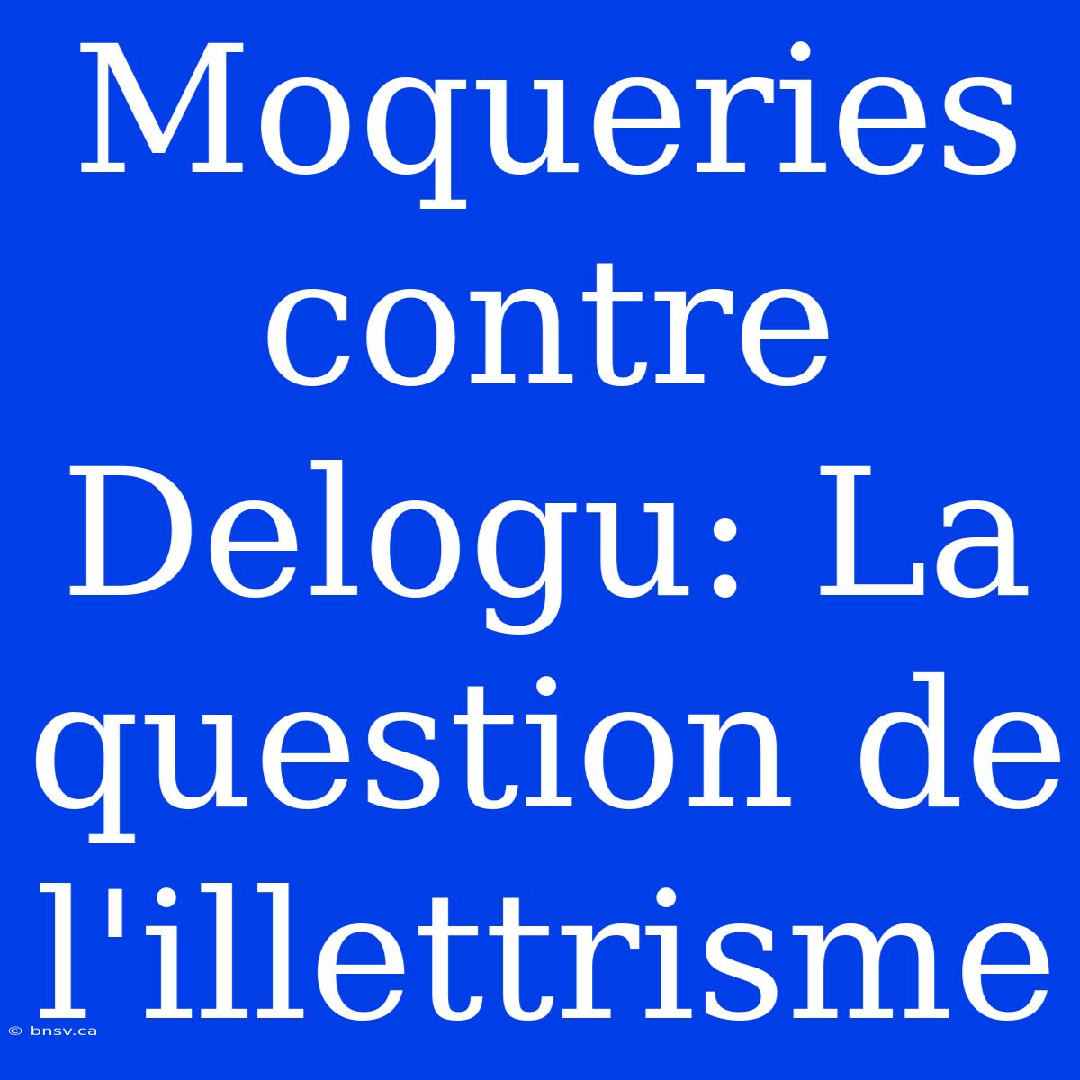 Moqueries Contre Delogu: La Question De L'illettrisme