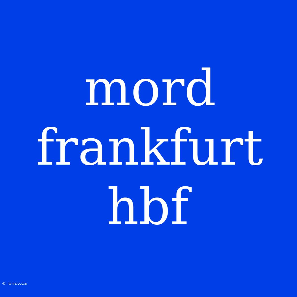 Mord Frankfurt Hbf