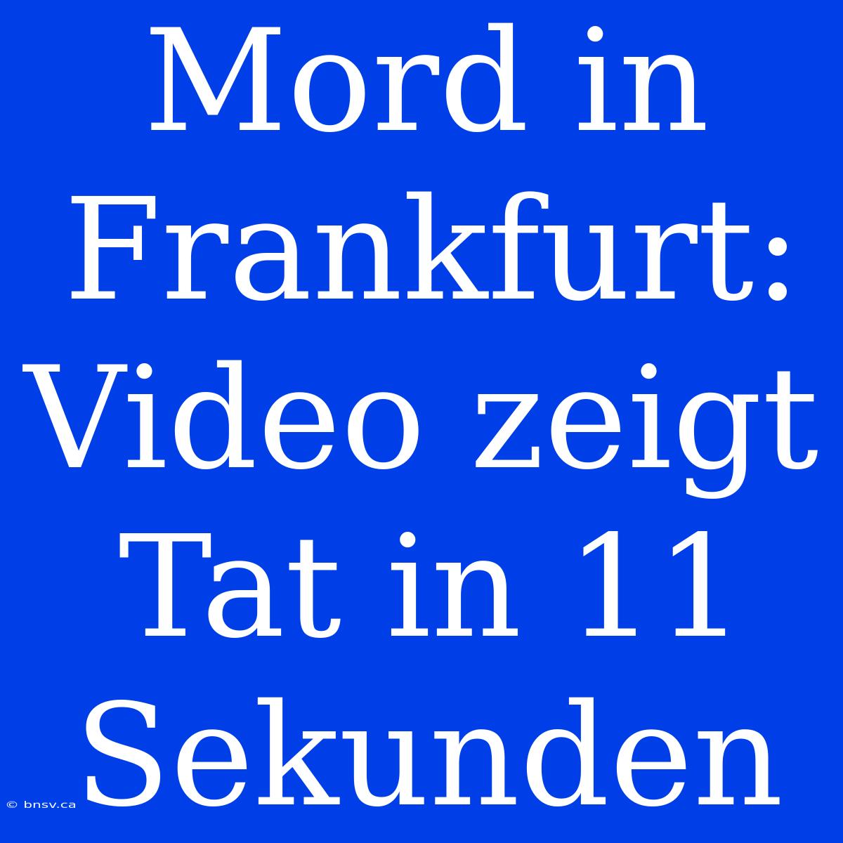 Mord In Frankfurt: Video Zeigt Tat In 11 Sekunden