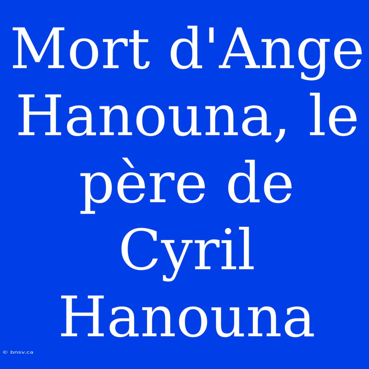 Mort D'Ange Hanouna, Le Père De Cyril Hanouna