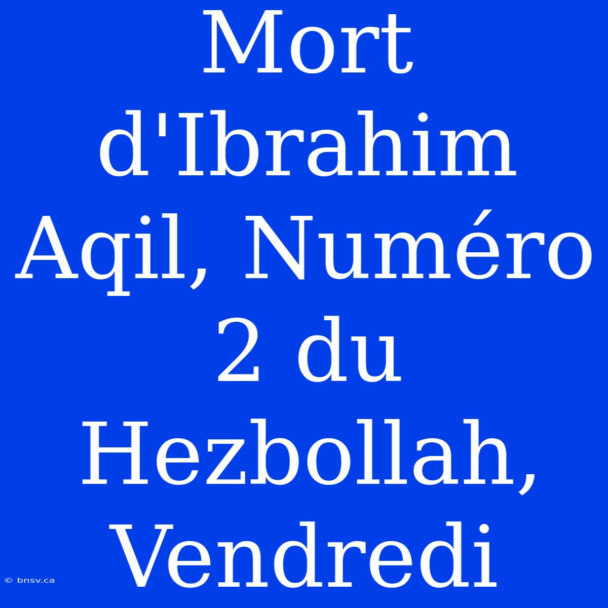 Mort D'Ibrahim Aqil, Numéro 2 Du Hezbollah, Vendredi