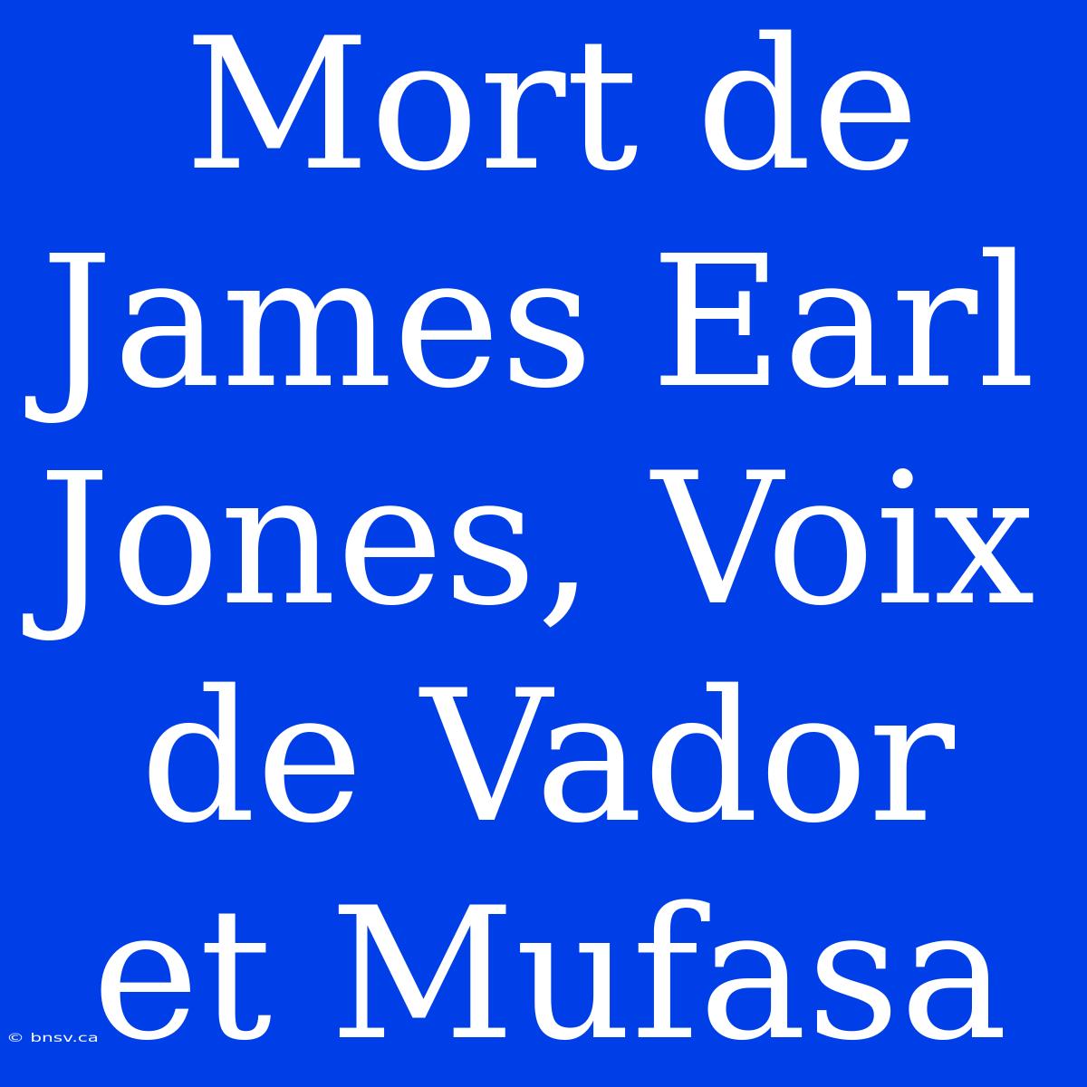 Mort De James Earl Jones, Voix De Vador Et Mufasa