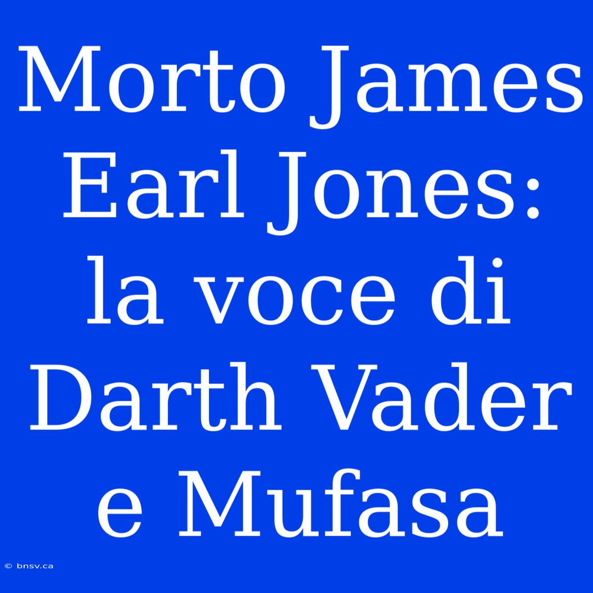 Morto James Earl Jones: La Voce Di Darth Vader E Mufasa