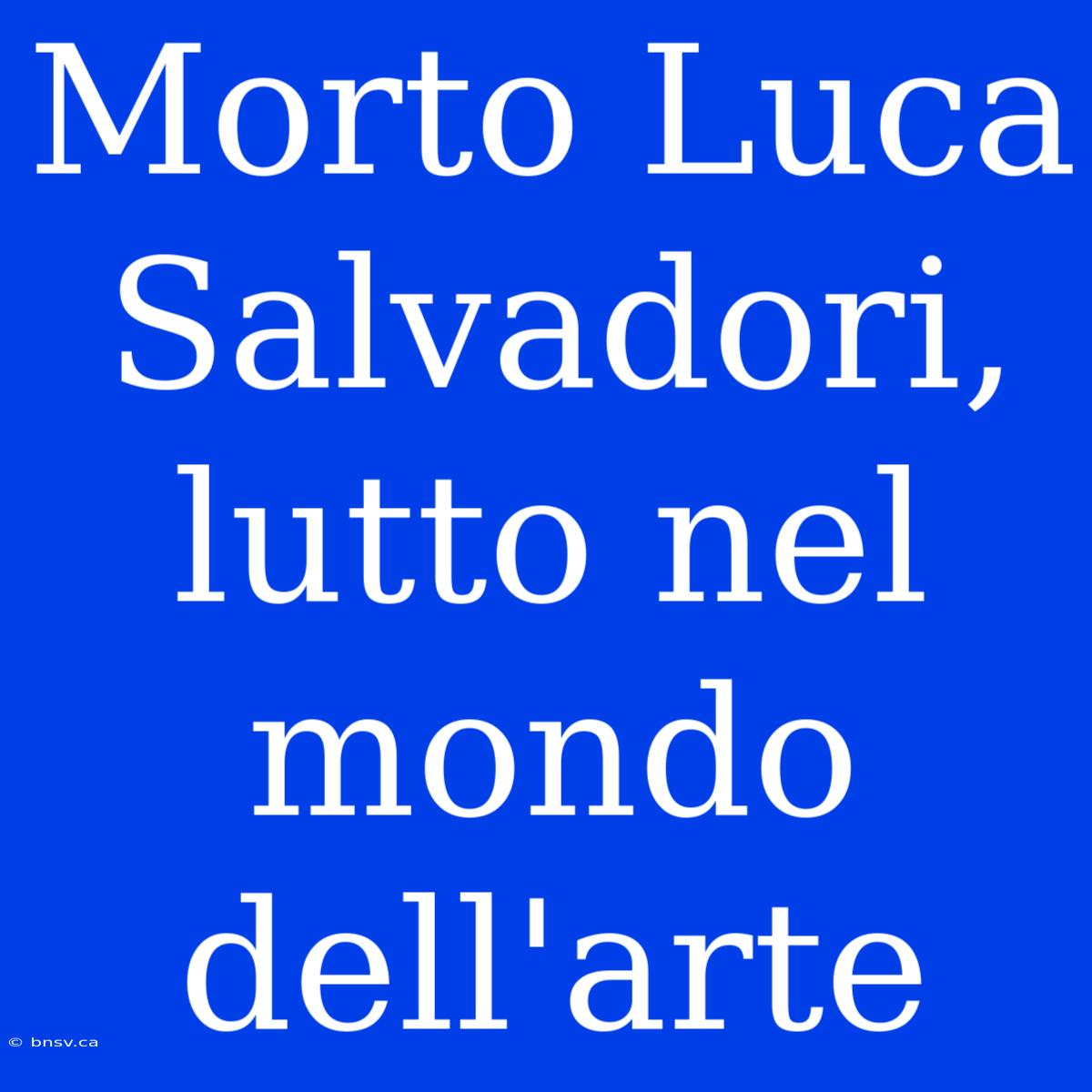 Morto Luca Salvadori, Lutto Nel Mondo Dell'arte