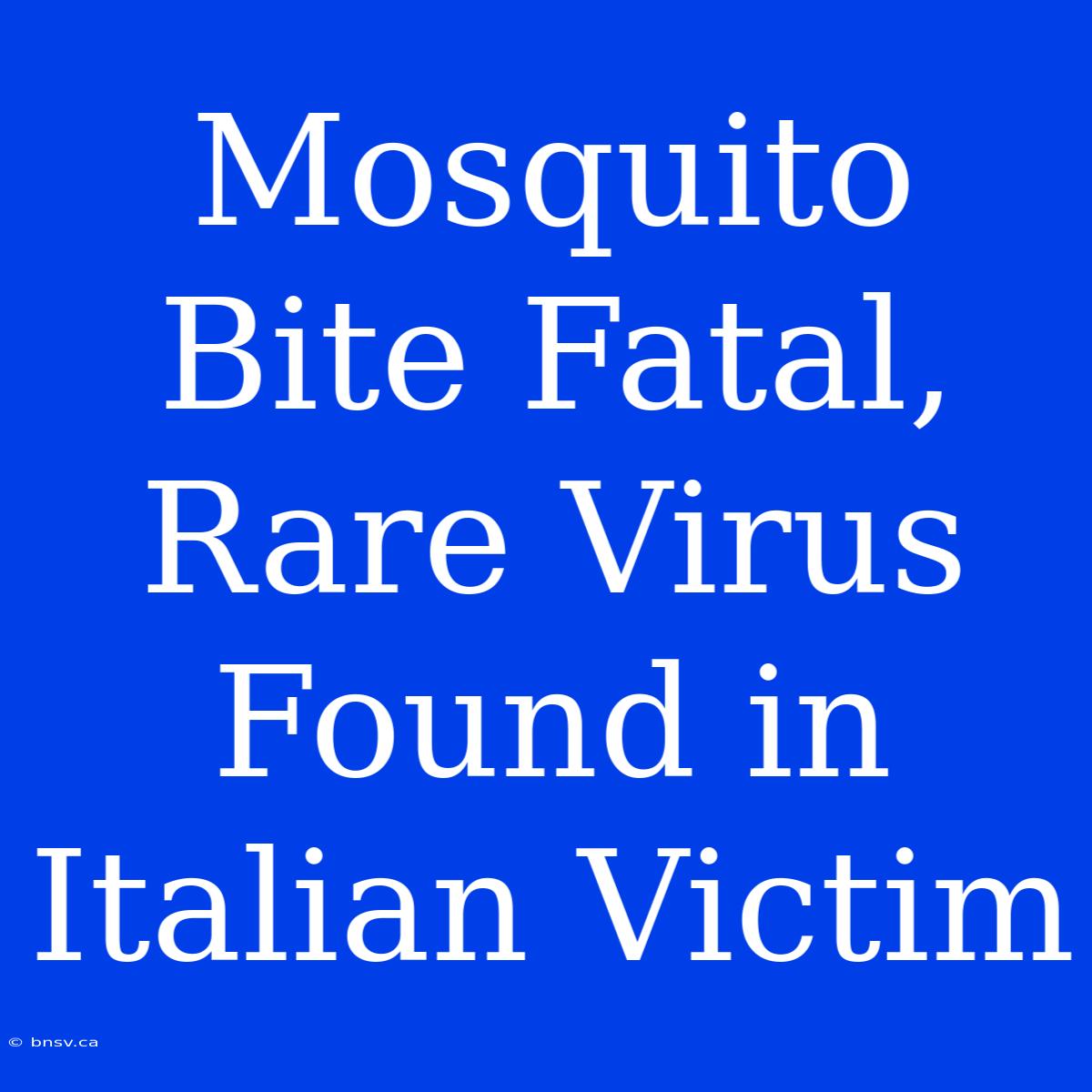 Mosquito Bite Fatal, Rare Virus Found In Italian Victim