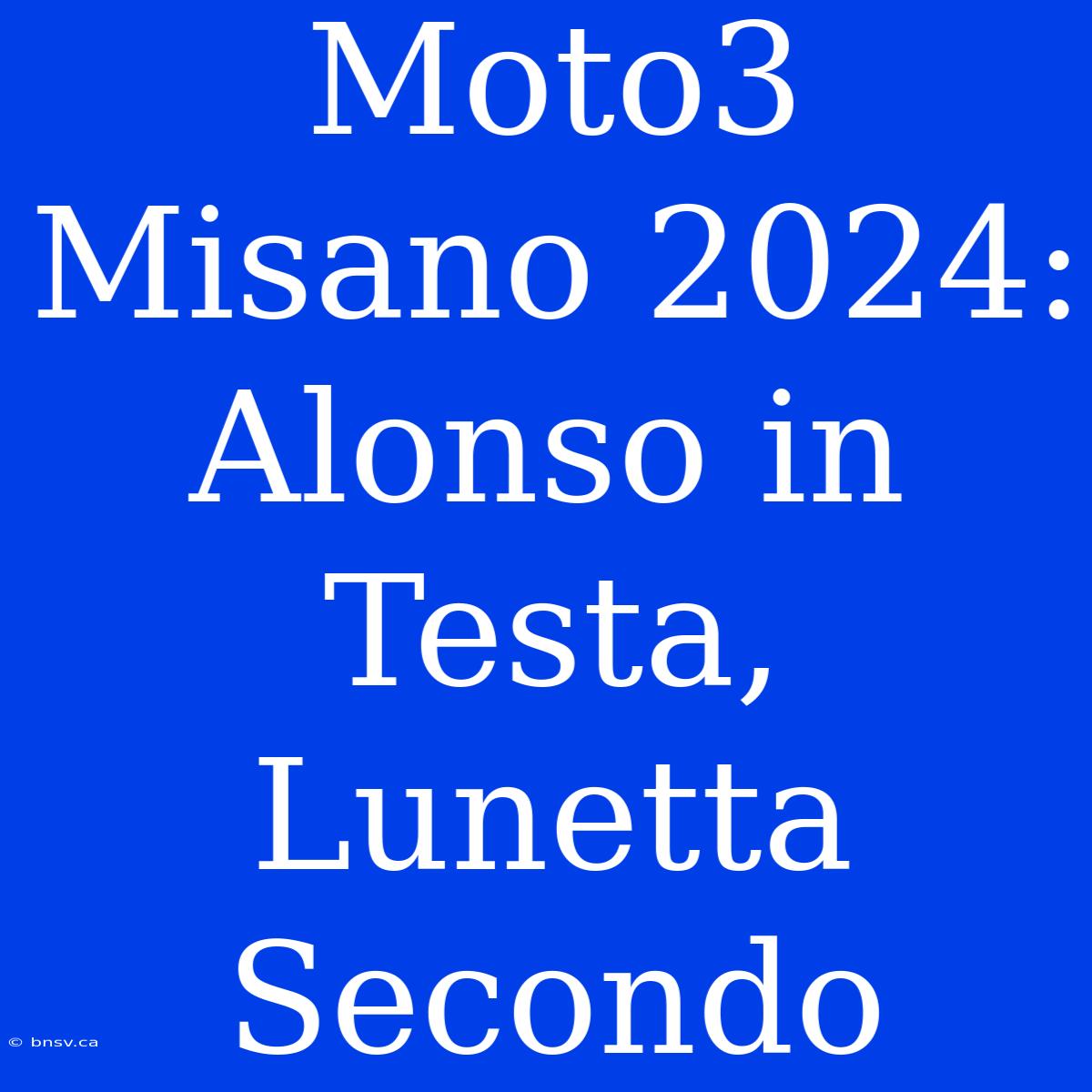 Moto3 Misano 2024: Alonso In Testa, Lunetta Secondo