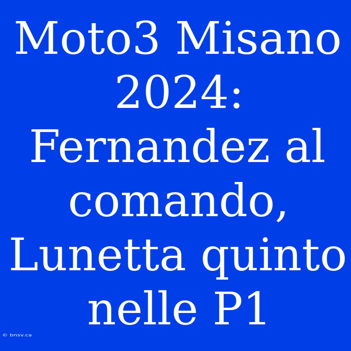 Moto3 Misano 2024: Fernandez Al Comando, Lunetta Quinto Nelle P1