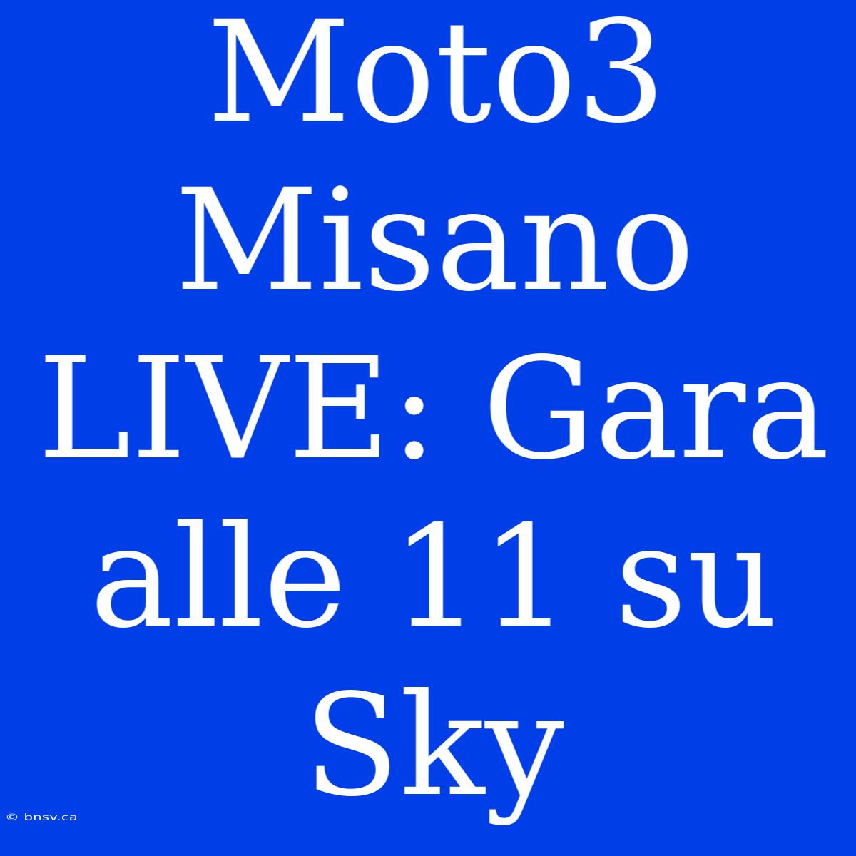 Moto3 Misano LIVE: Gara Alle 11 Su Sky