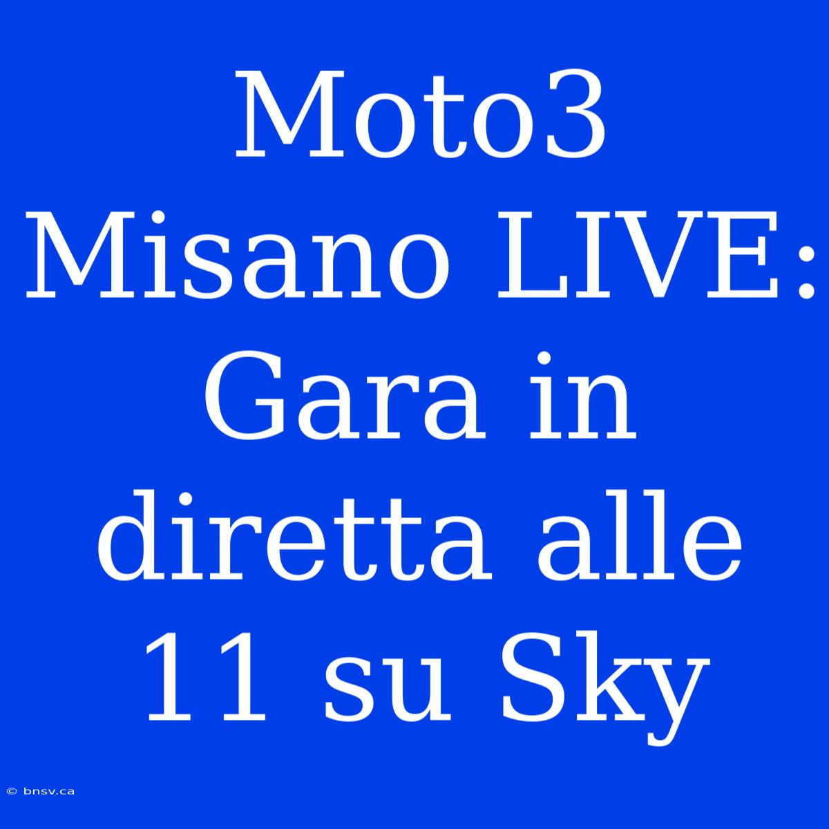 Moto3 Misano LIVE: Gara In Diretta Alle 11 Su Sky