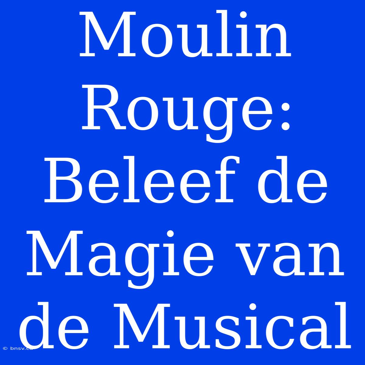 Moulin Rouge: Beleef De Magie Van De Musical