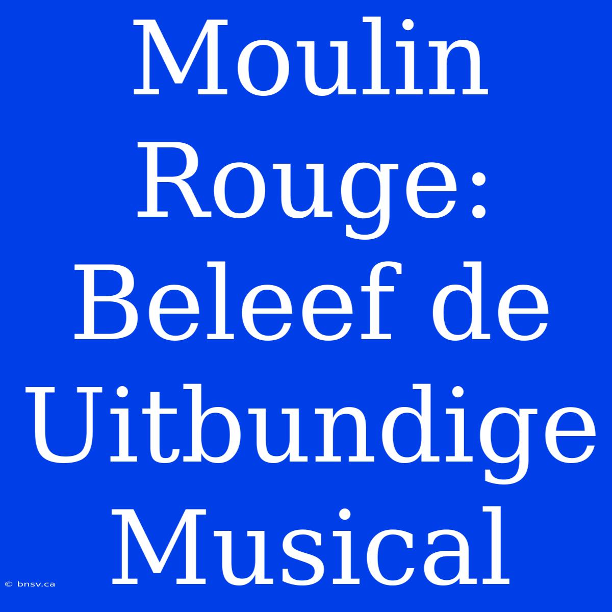 Moulin Rouge: Beleef De Uitbundige Musical