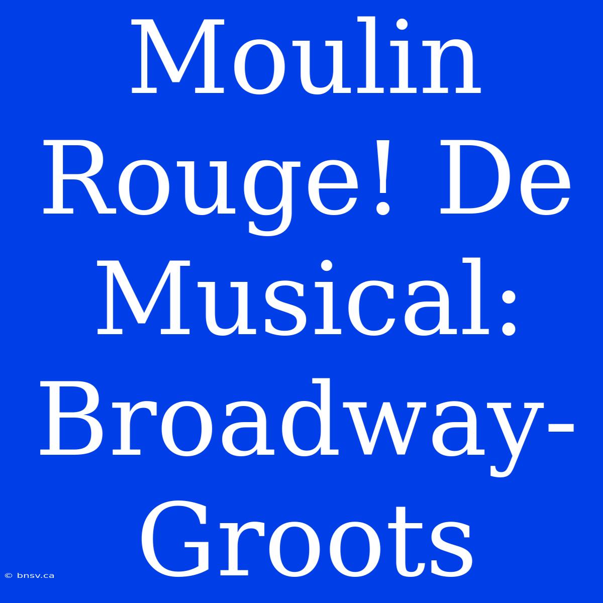 Moulin Rouge! De Musical: Broadway-Groots