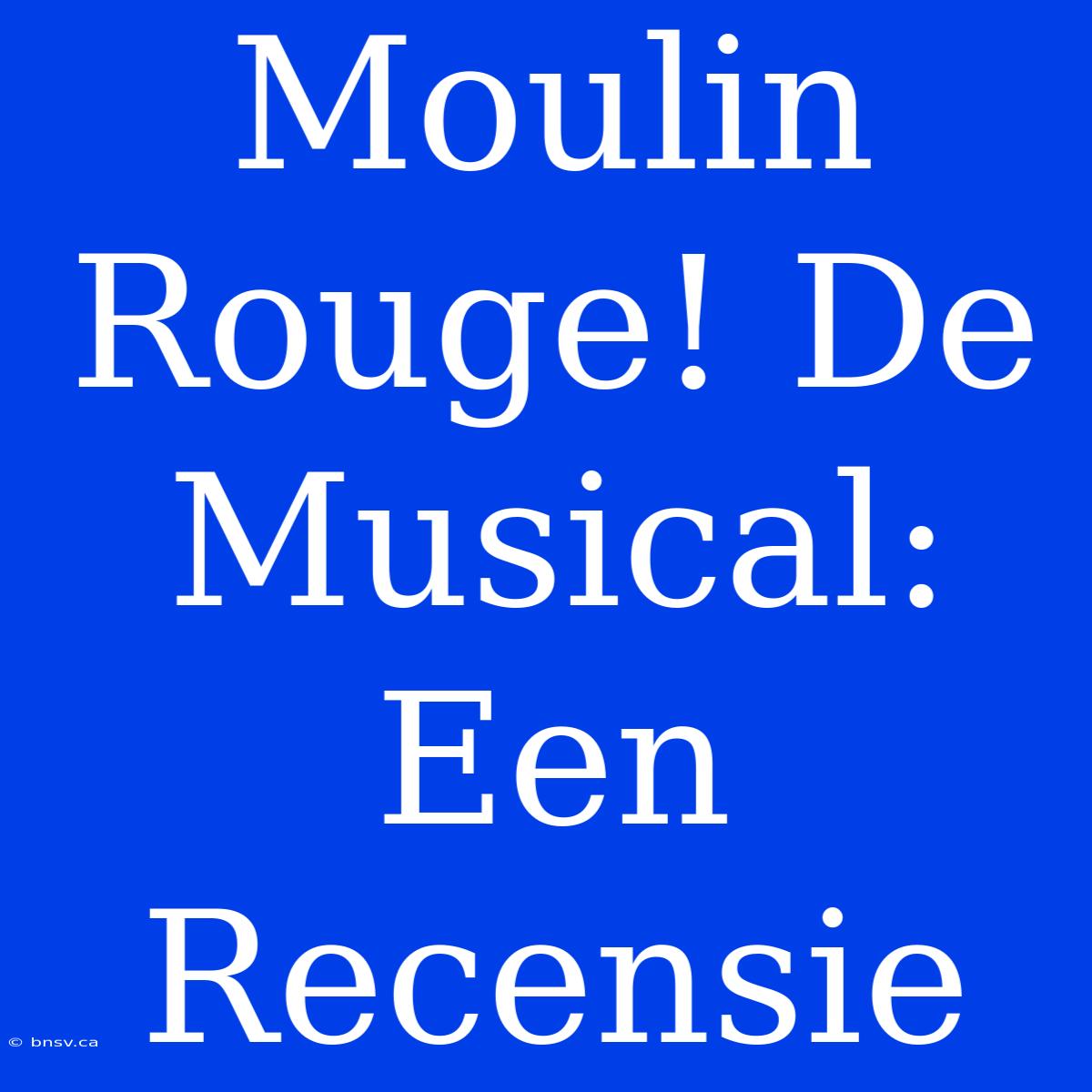 Moulin Rouge! De Musical: Een Recensie