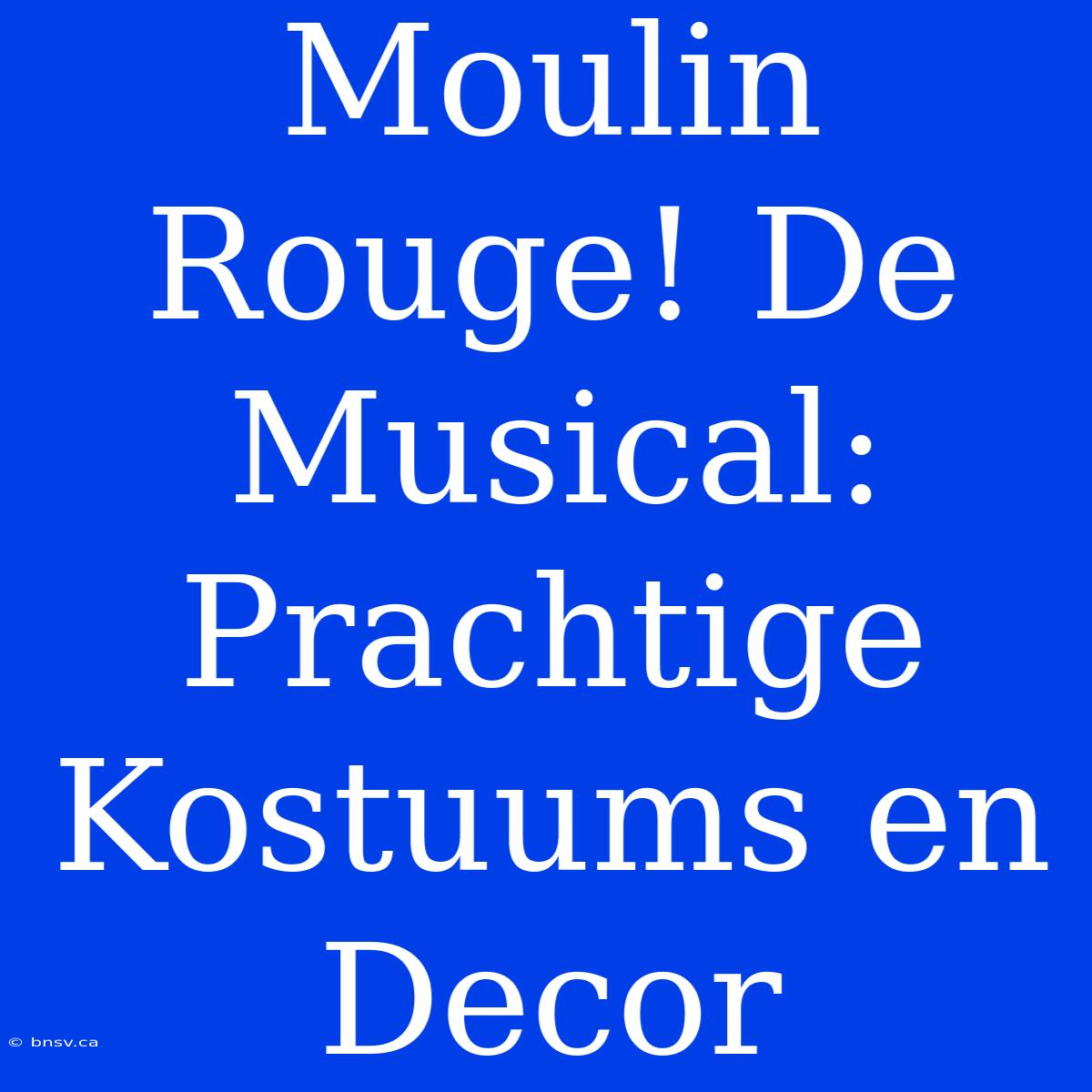 Moulin Rouge! De Musical: Prachtige Kostuums En Decor