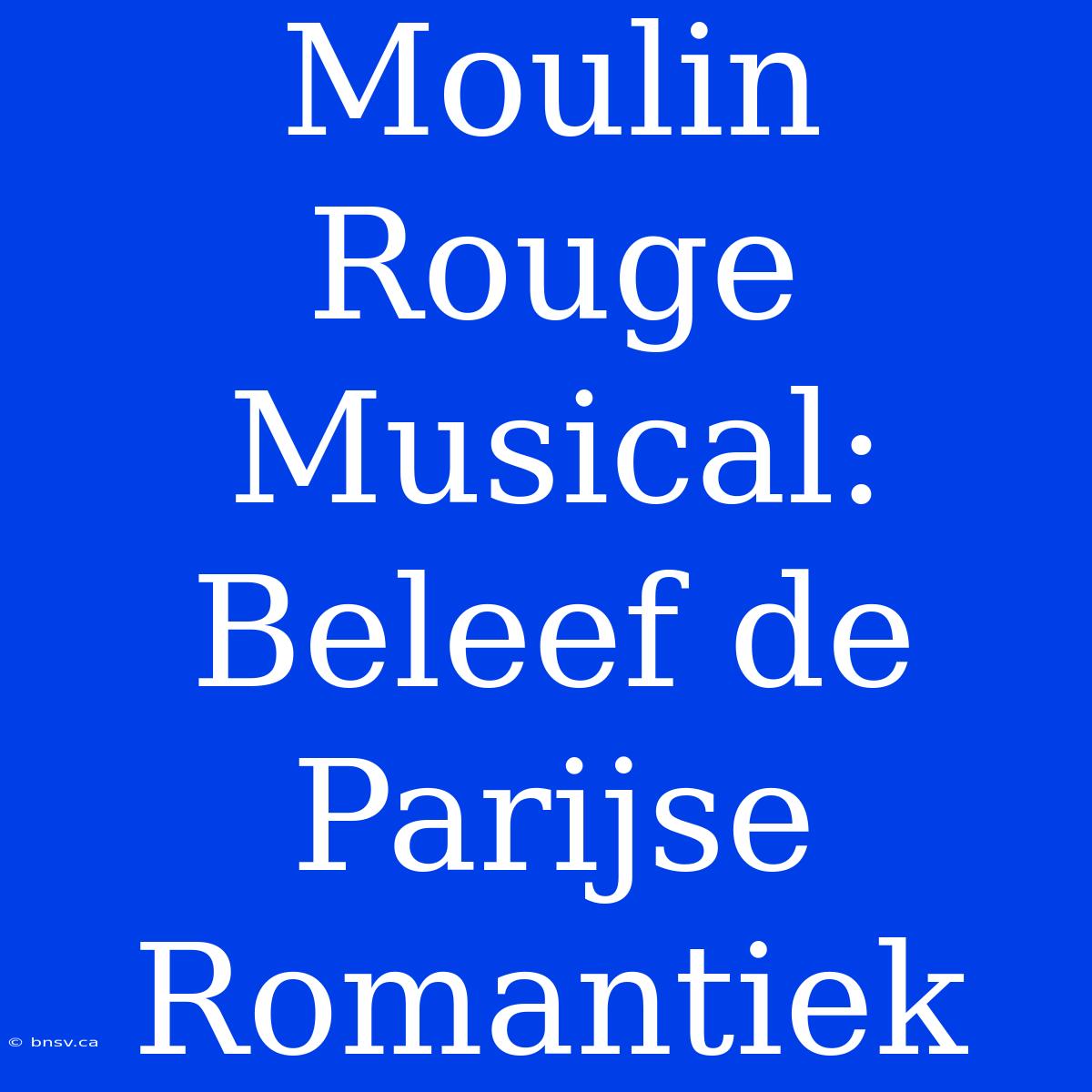 Moulin Rouge Musical: Beleef De Parijse Romantiek