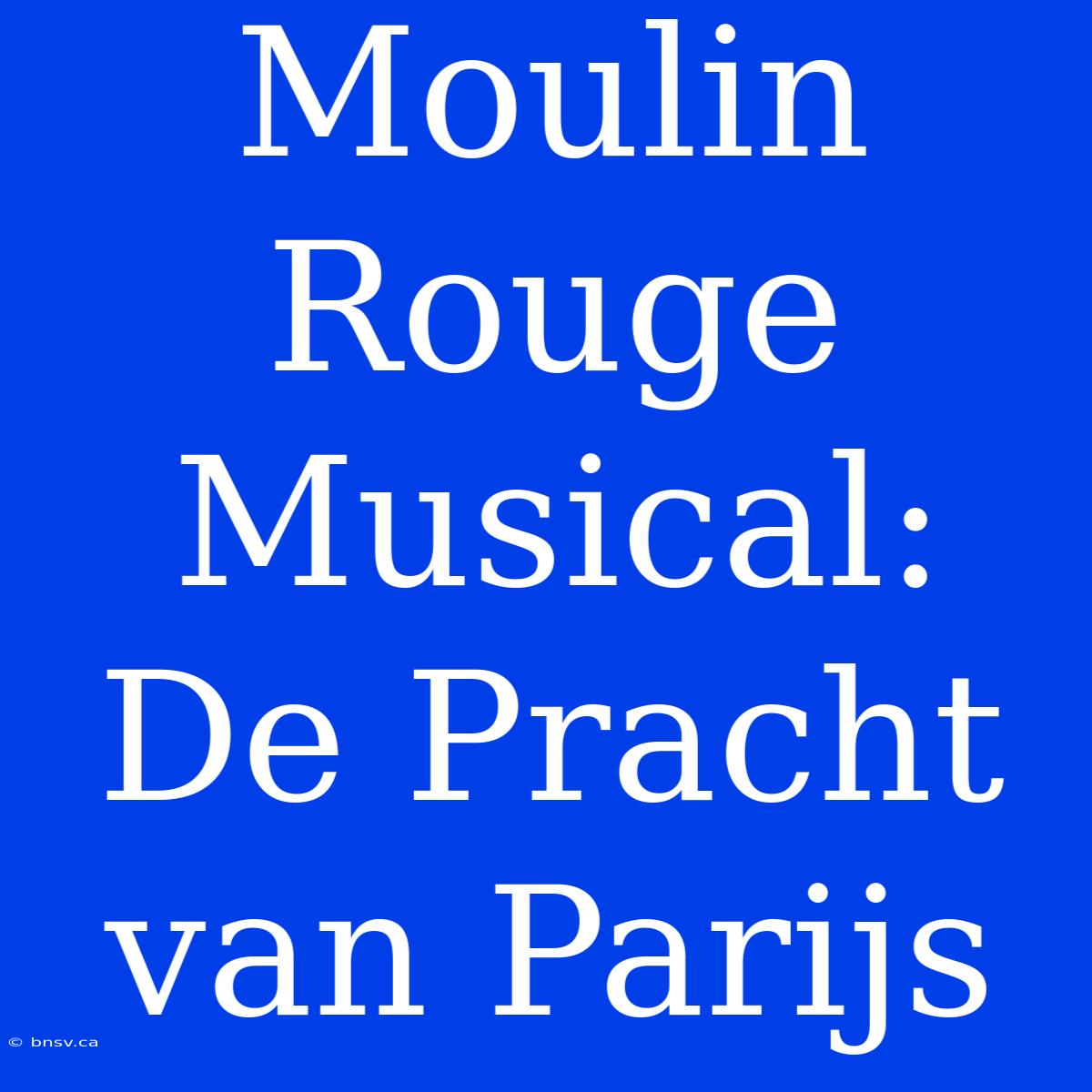 Moulin Rouge Musical: De Pracht Van Parijs