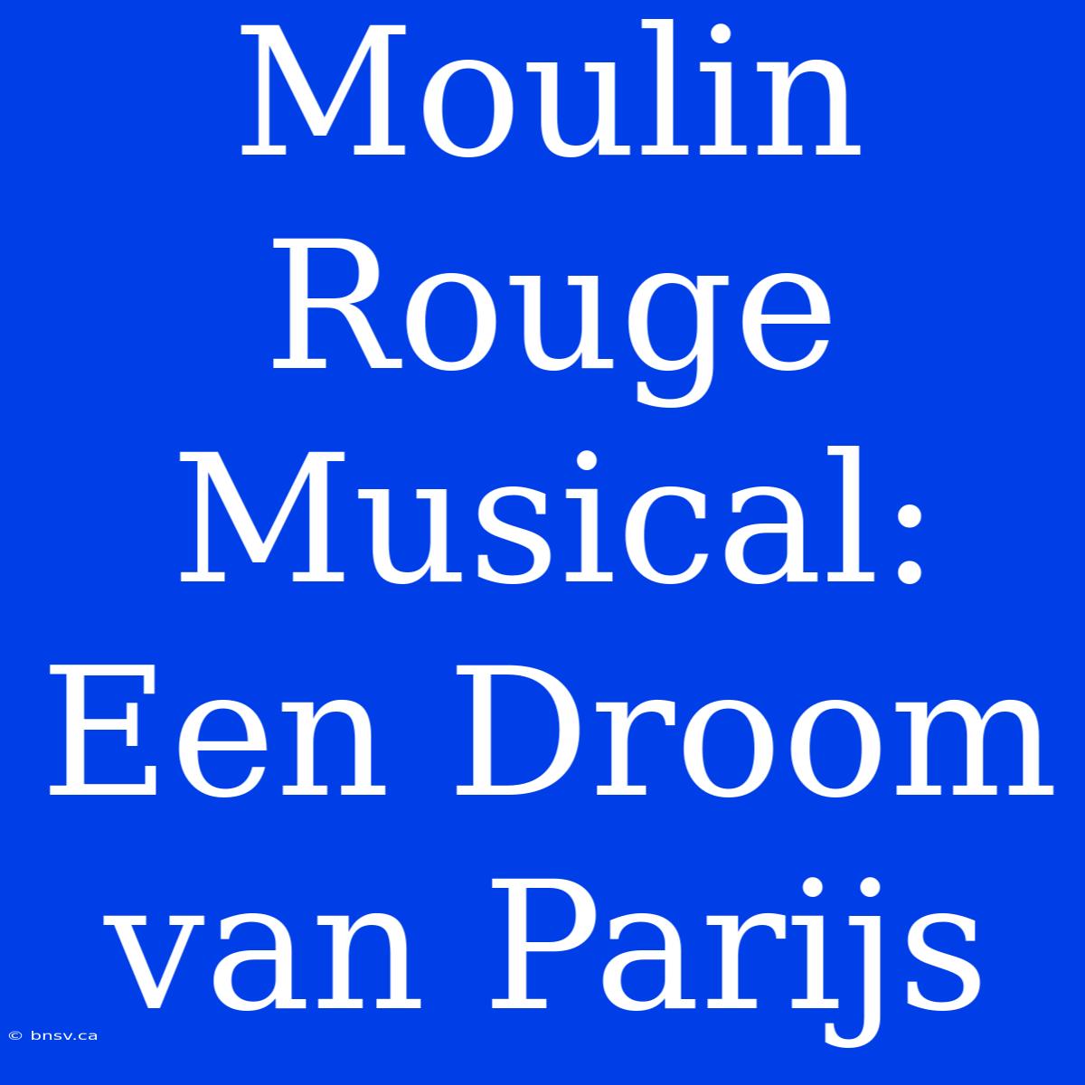 Moulin Rouge Musical: Een Droom Van Parijs