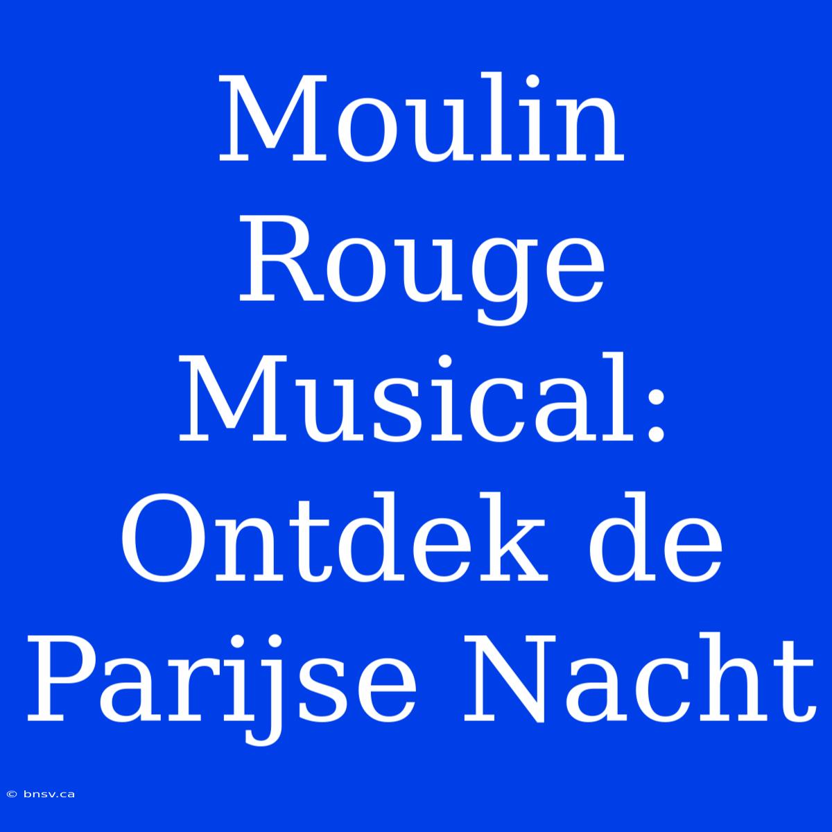 Moulin Rouge Musical: Ontdek De Parijse Nacht