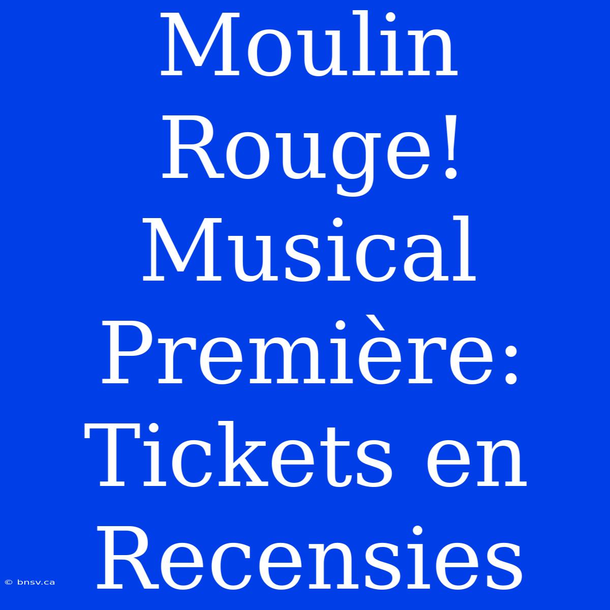 Moulin Rouge! Musical Première: Tickets En Recensies