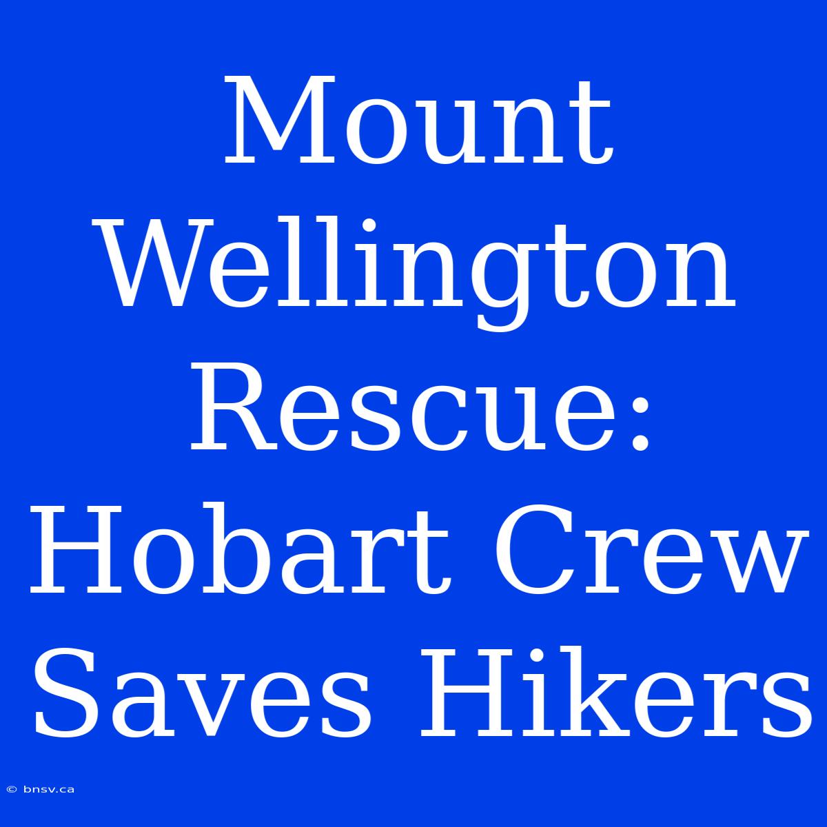 Mount Wellington Rescue: Hobart Crew Saves Hikers