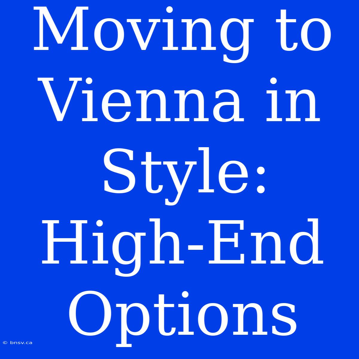 Moving To Vienna In Style: High-End Options