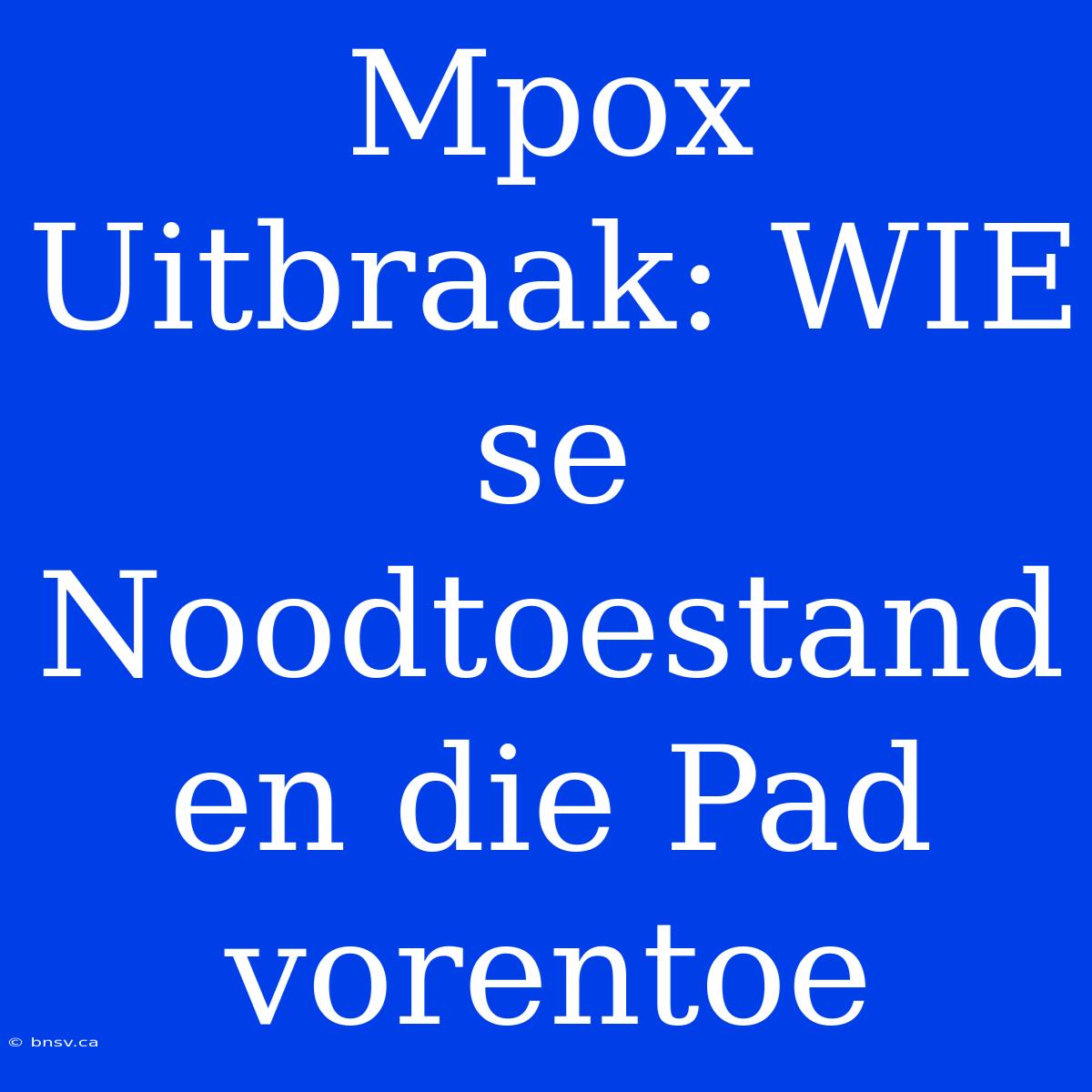 Mpox Uitbraak: WIE Se Noodtoestand En Die Pad Vorentoe