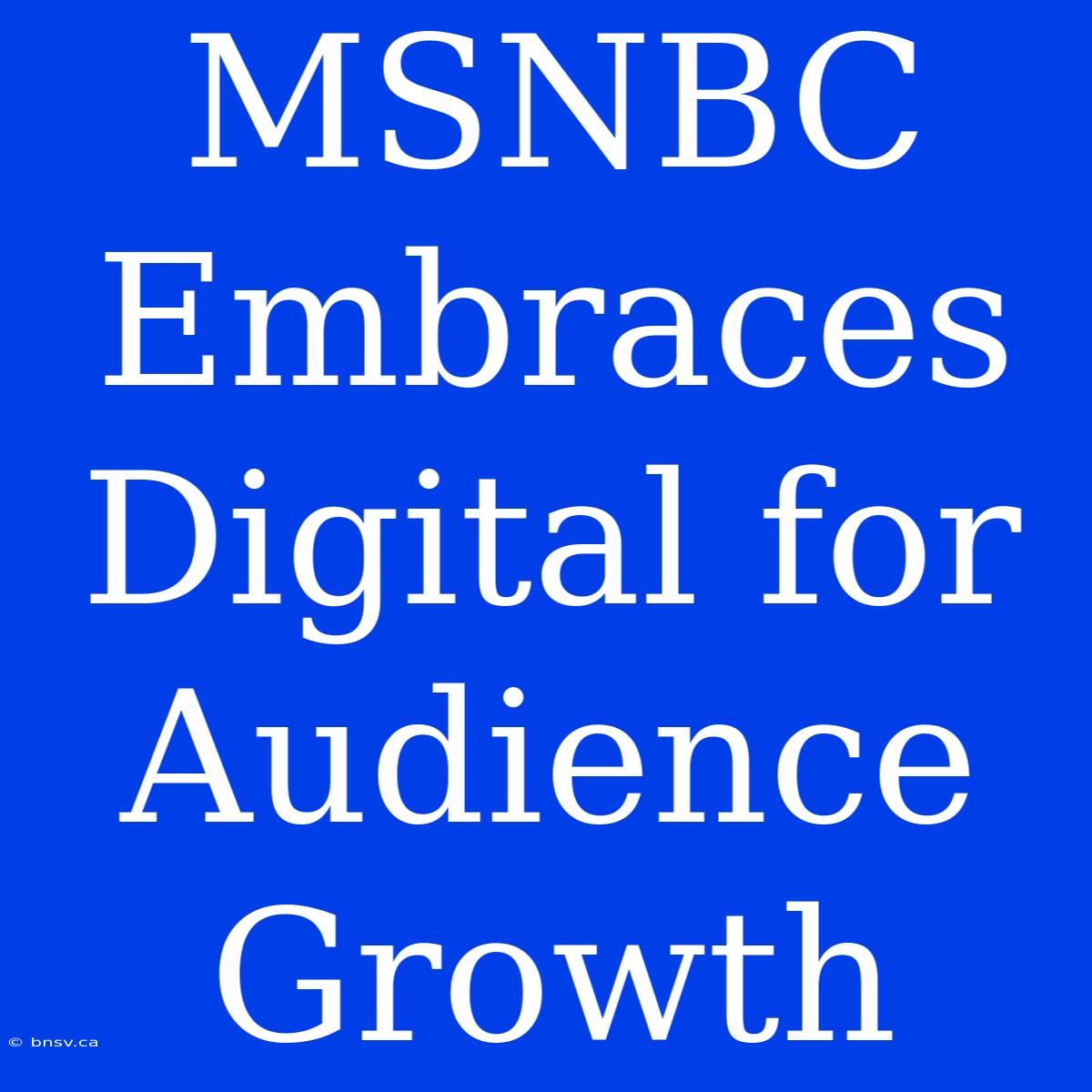 MSNBC Embraces Digital For Audience Growth