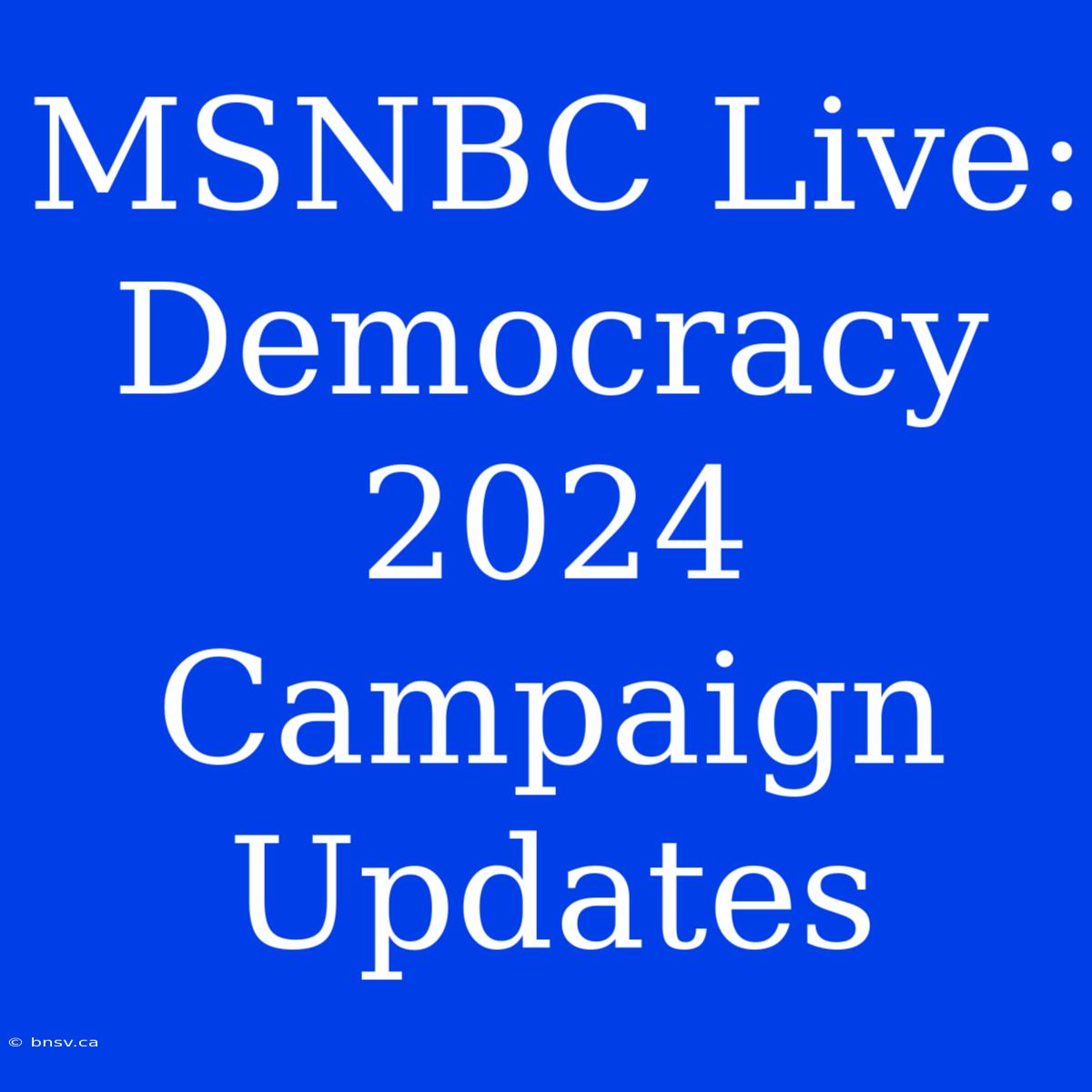 MSNBC Live: Democracy 2024 Campaign Updates