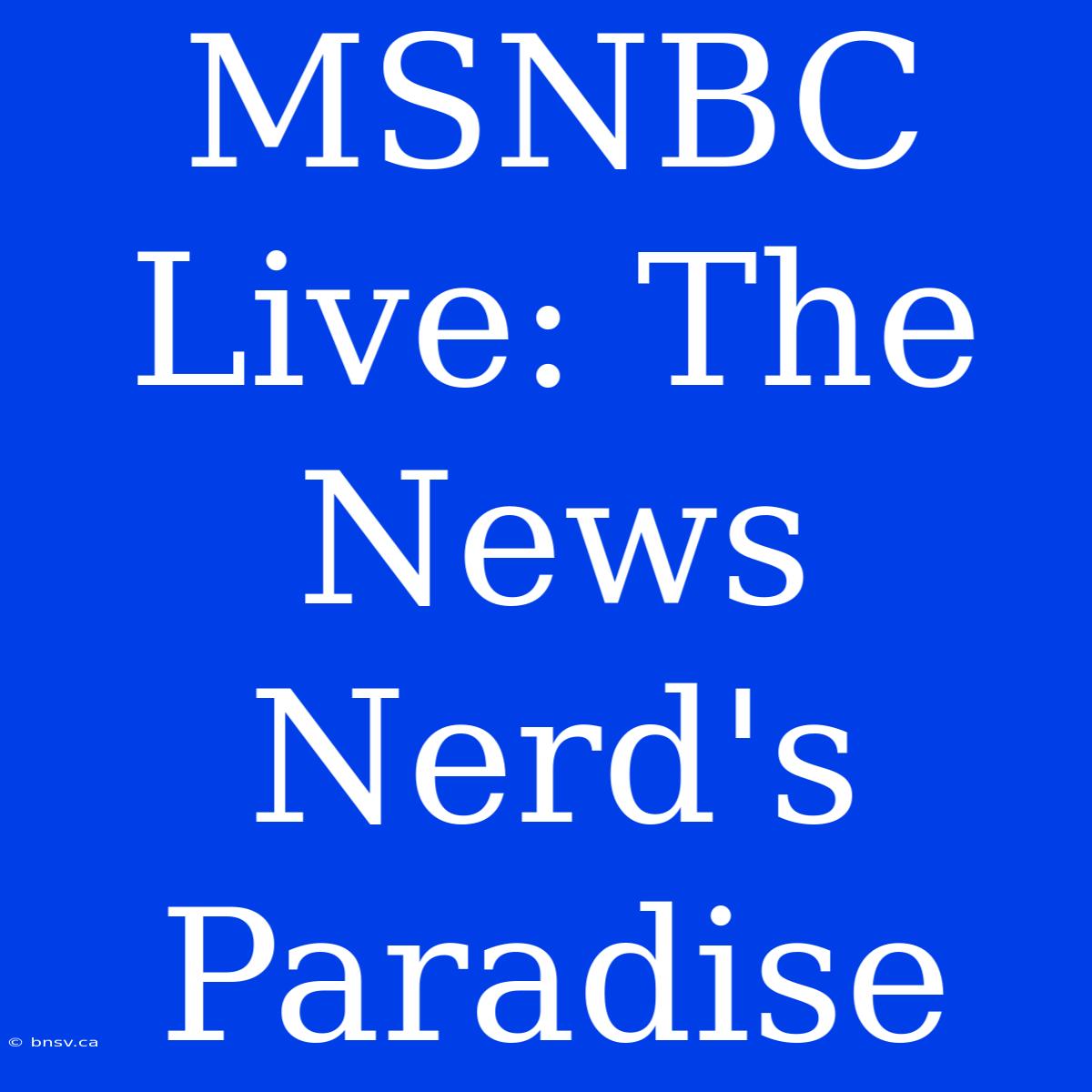 MSNBC Live: The News Nerd's Paradise