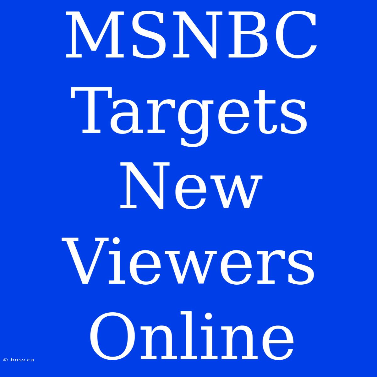 MSNBC Targets New Viewers Online