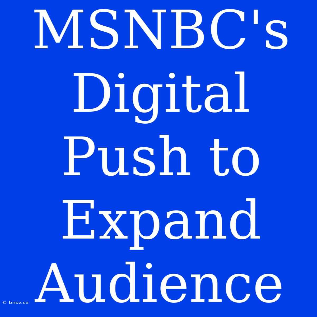 MSNBC's Digital Push To Expand Audience