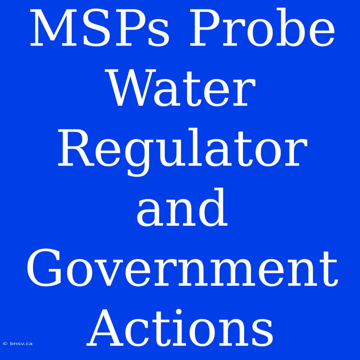 MSPs Probe Water Regulator And Government Actions