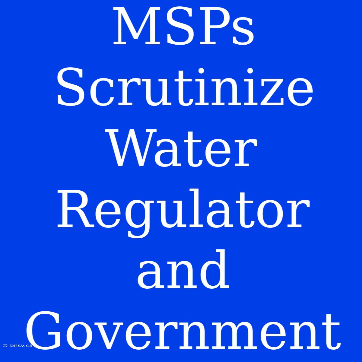 MSPs Scrutinize Water Regulator And Government