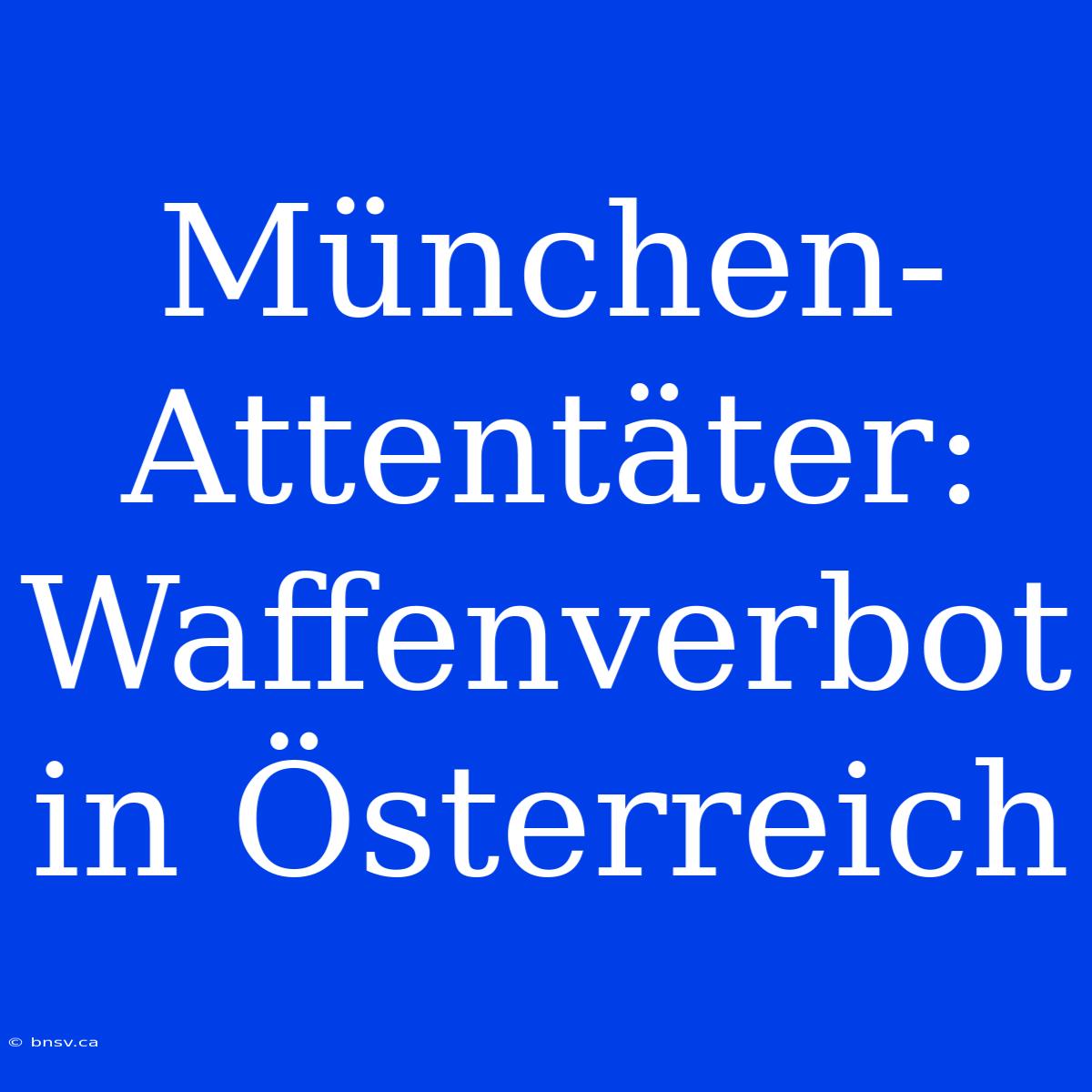 München-Attentäter: Waffenverbot In Österreich