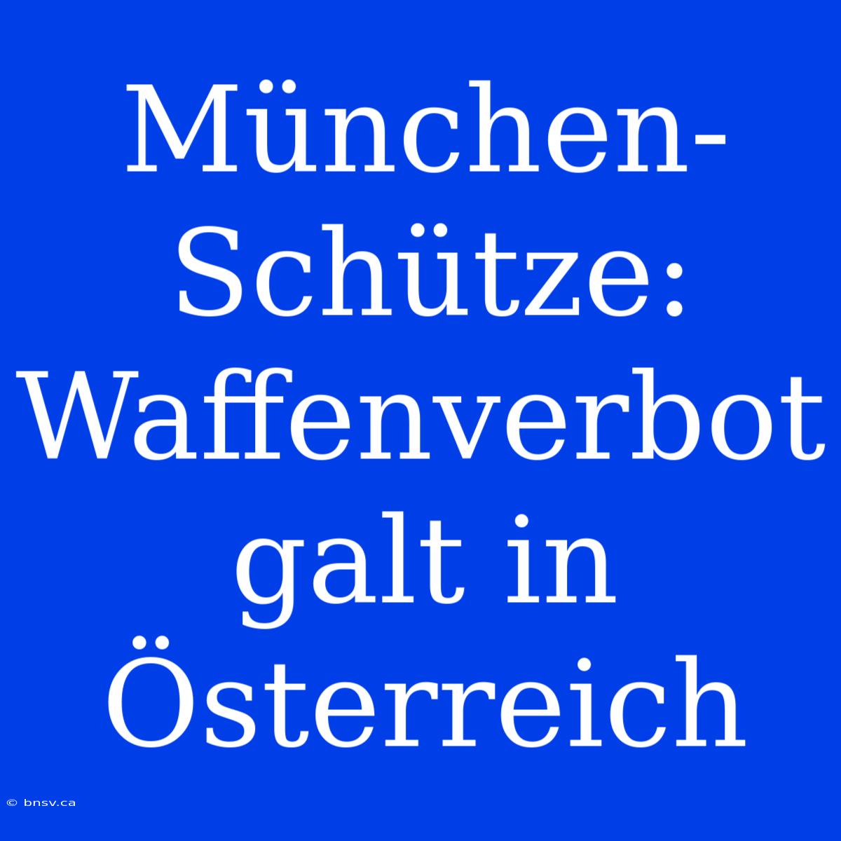 München-Schütze: Waffenverbot Galt In Österreich