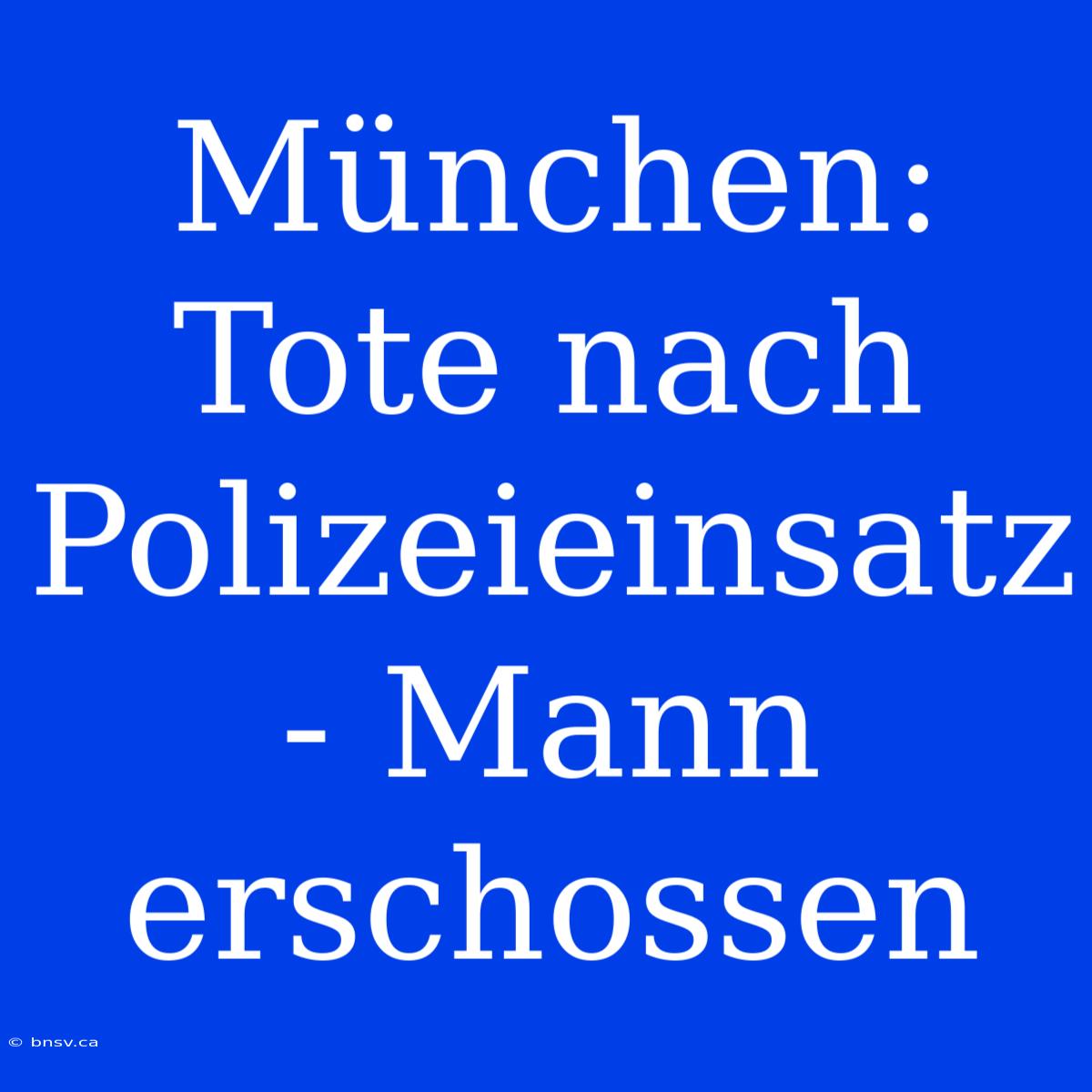 München: Tote Nach Polizeieinsatz - Mann Erschossen