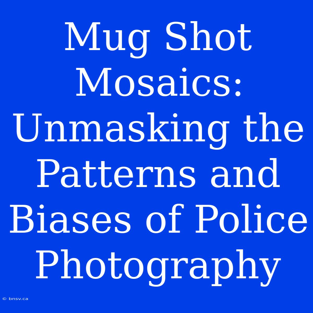 Mug Shot Mosaics: Unmasking The Patterns And Biases Of Police Photography