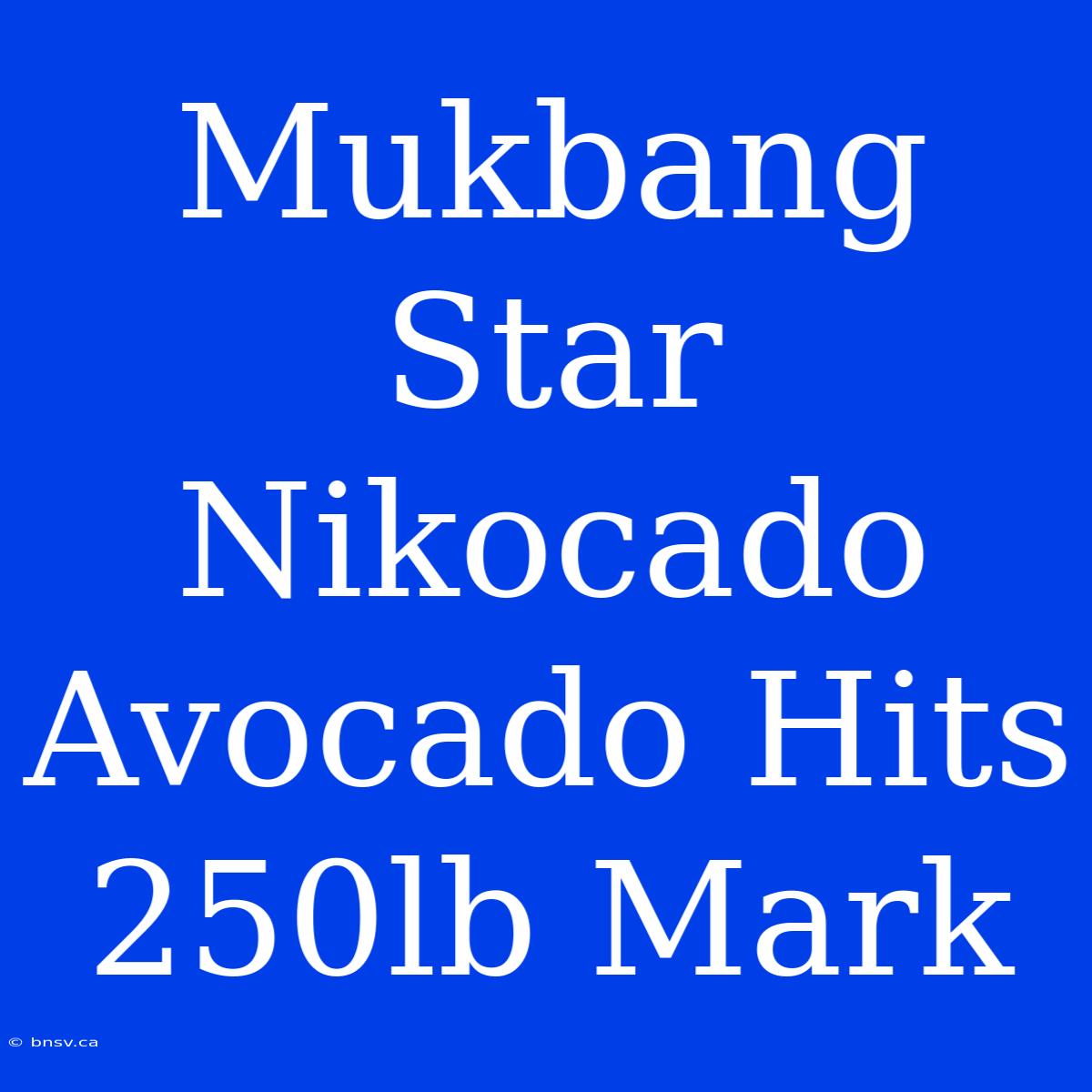 Mukbang Star Nikocado Avocado Hits 250lb Mark